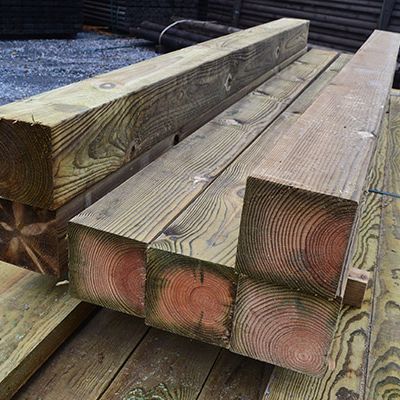 Poteau bois carré sel vert classe 4