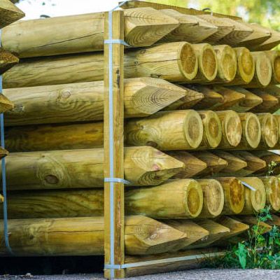 Poteau bois rond sel vert classe 4