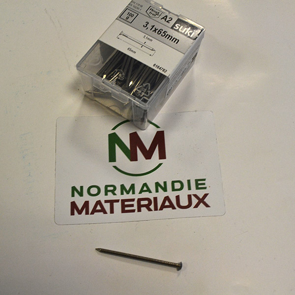 Pointe tête arrondie Inox A2 3,1×65